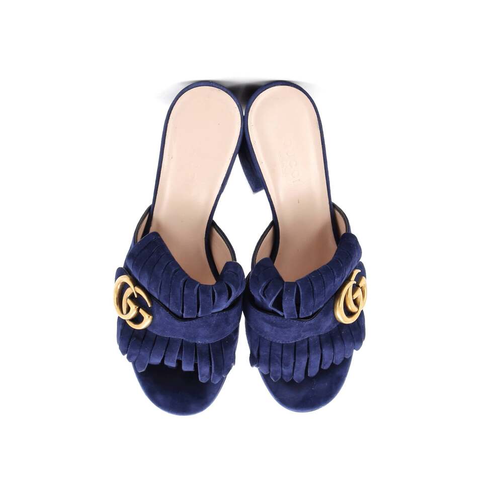 Gucci Women's Gg Marmont Fringed Heeled #186316G60B - Picture 3 of 7
